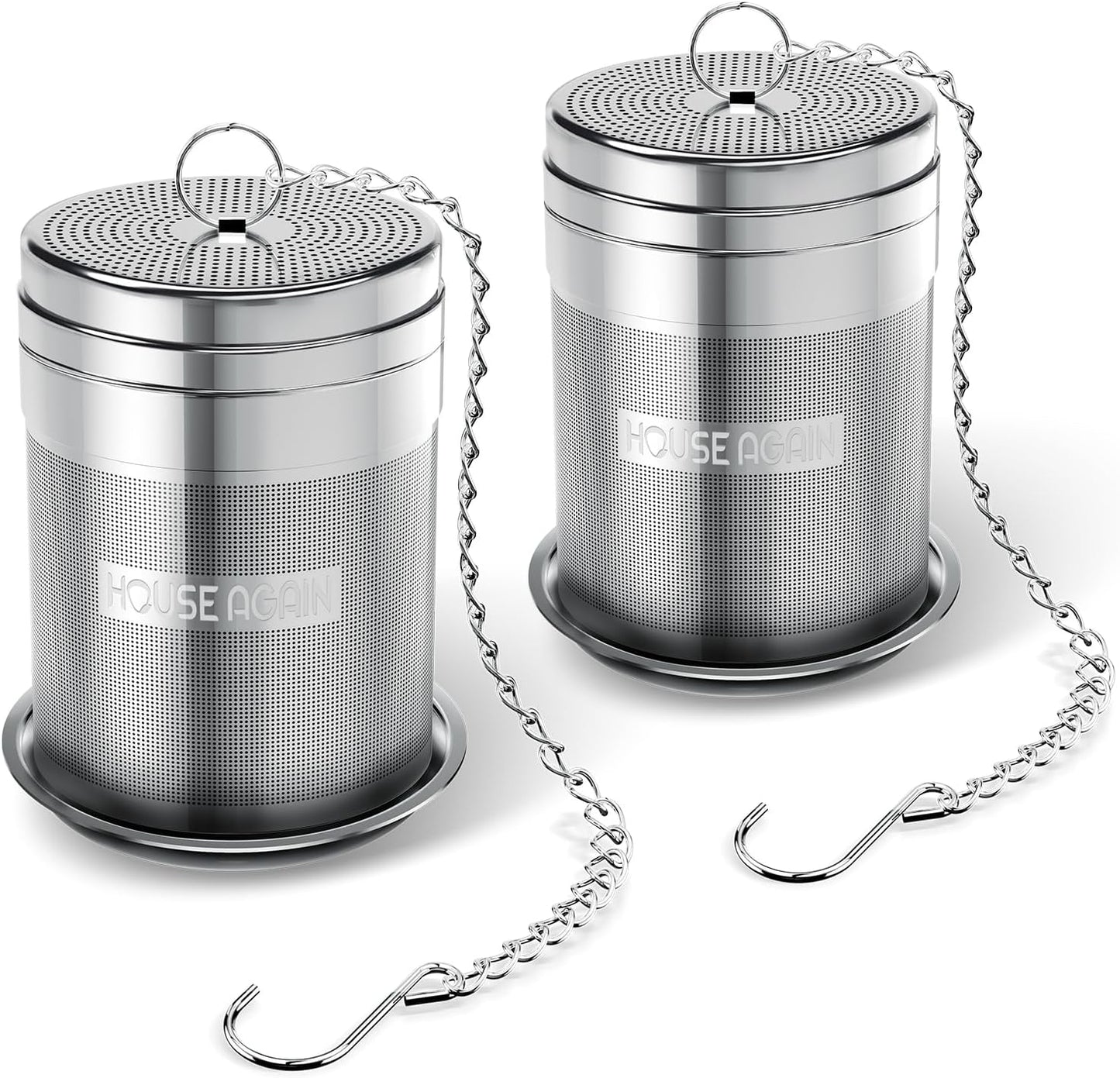 House Again Large Tea Infusers, Extra Fine Mesh Tea Strainers for Loose Tea, Slim Threaded Lid & 304 Stainless Steel, Filter Bags Diffusers, Loose Leaf Tea Steeper for Brew Tea Spices & Seasonings