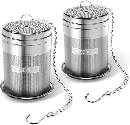 House Again Large Tea Infusers, Extra Fine Mesh Tea Strainers for Loose Tea, Slim Threaded Lid & 304 Stainless Steel, Filter Bags Diffusers, Loose Leaf Tea Steeper for Brew Tea Spices & Seasonings