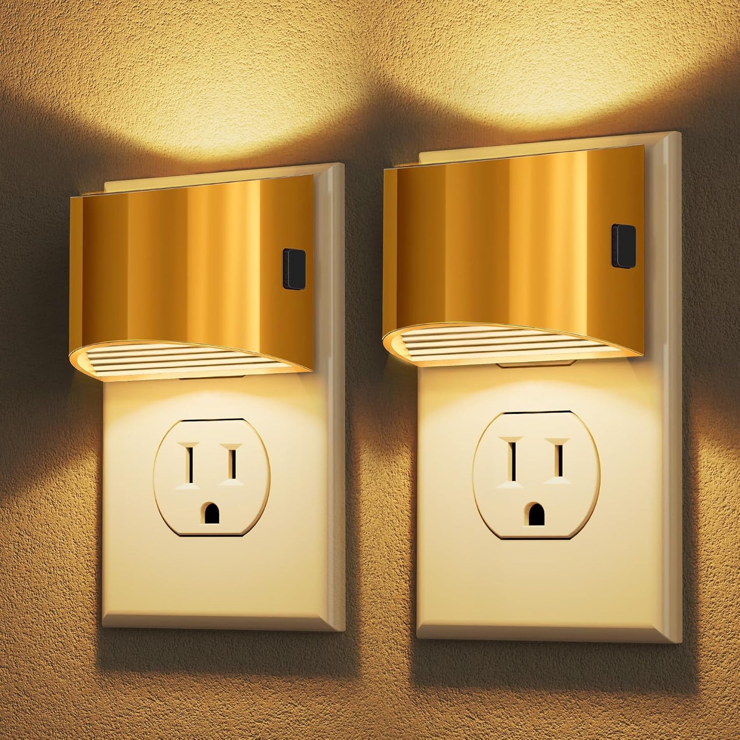 DORESshop LED Night Light[2 Pack], Night Lights Plug into Wall, 3 Level Brightness Adjustable Plug in Night Light, Dusk to Dawn Sensor, Nightlights for Adults, Bedroom, Bathroom, Hallway, Amber