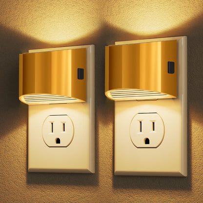 DORESshop LED Night Light[2 Pack], Night Lights Plug into Wall, 3 Level Brightness Adjustable Plug in Night Light, Dusk to Dawn Sensor, Nightlights for Adults, Bedroom, Bathroom, Hallway, Amber