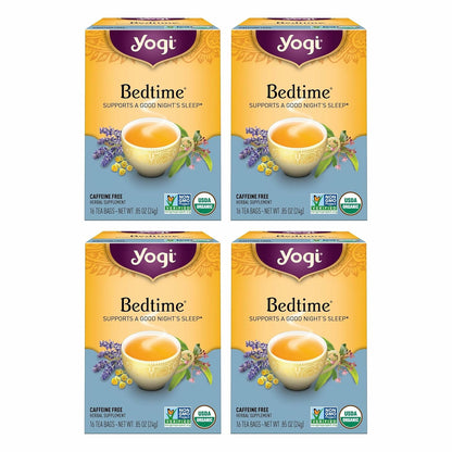 Yogi Tea Bedtime Tea - 16 Tea Bags per Pack (4 Packs) - Chamomile & Passionflower Herbal Tea Blend - Tea to Support a Good Night's Sleep - Includes Lavender, Licorice Root, Spearmint & Cardamom