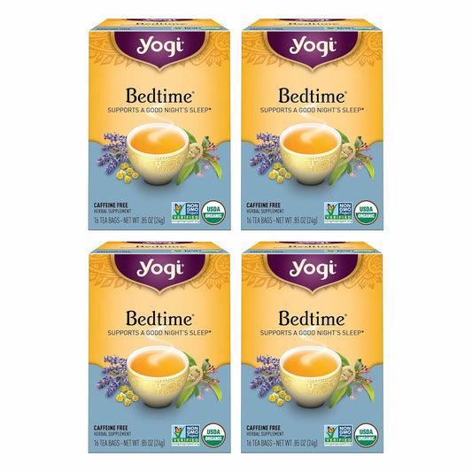 Yogi Tea Bedtime Tea - 16 Tea Bags per Pack (4 Packs) - Chamomile & Passionflower Herbal Tea Blend - Tea to Support a Good Night's Sleep - Includes Lavender, Licorice Root, Spearmint & Cardamom