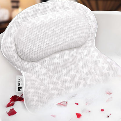 Bath Pillow for Tub, Luxury Spa Bathtub Head & Neck Cushion, Large Mesh