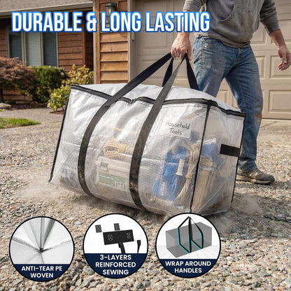 TAILI Blue Extra Large Moving Bags,Storage Bags with Visible Window