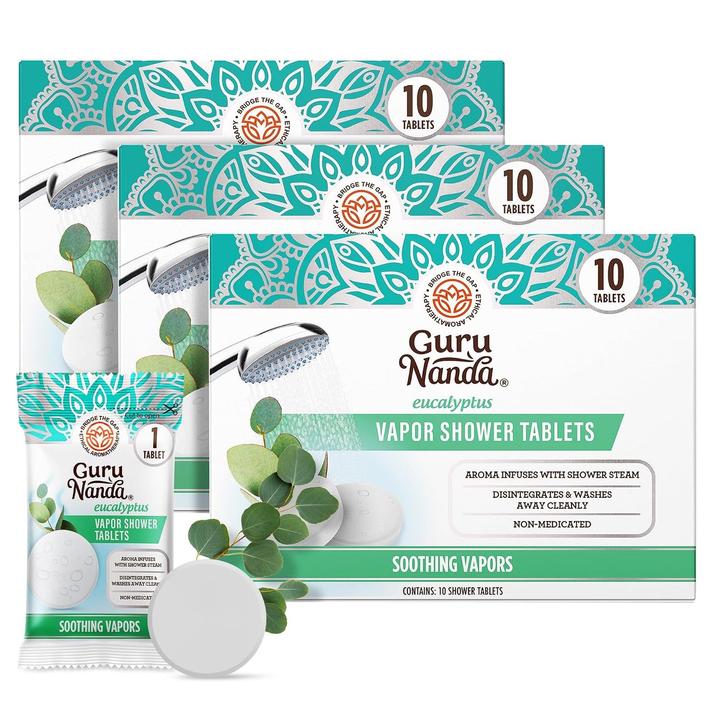 GuruNanda Eucalyptus Vapor Shower Tablets, Clean-Dissolving Aromatherapy Shower Steamers with Eucalyptus & Menthol, Promotes Relaxation, Ideal for Gifting, 10 Count
