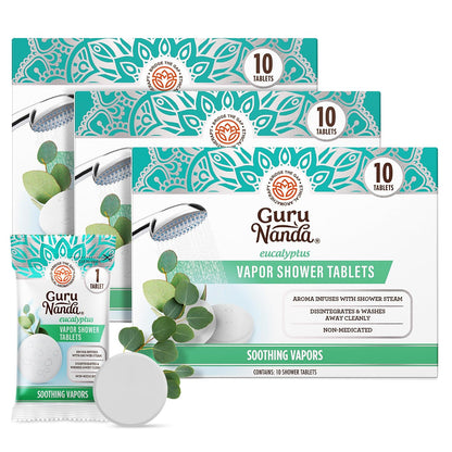 GuruNanda Eucalyptus Vapor Shower Tablets, Clean-Dissolving Aromatherapy Shower Steamers with Eucalyptus & Menthol, Promotes Relaxation, Ideal for Gifting, 10 Count