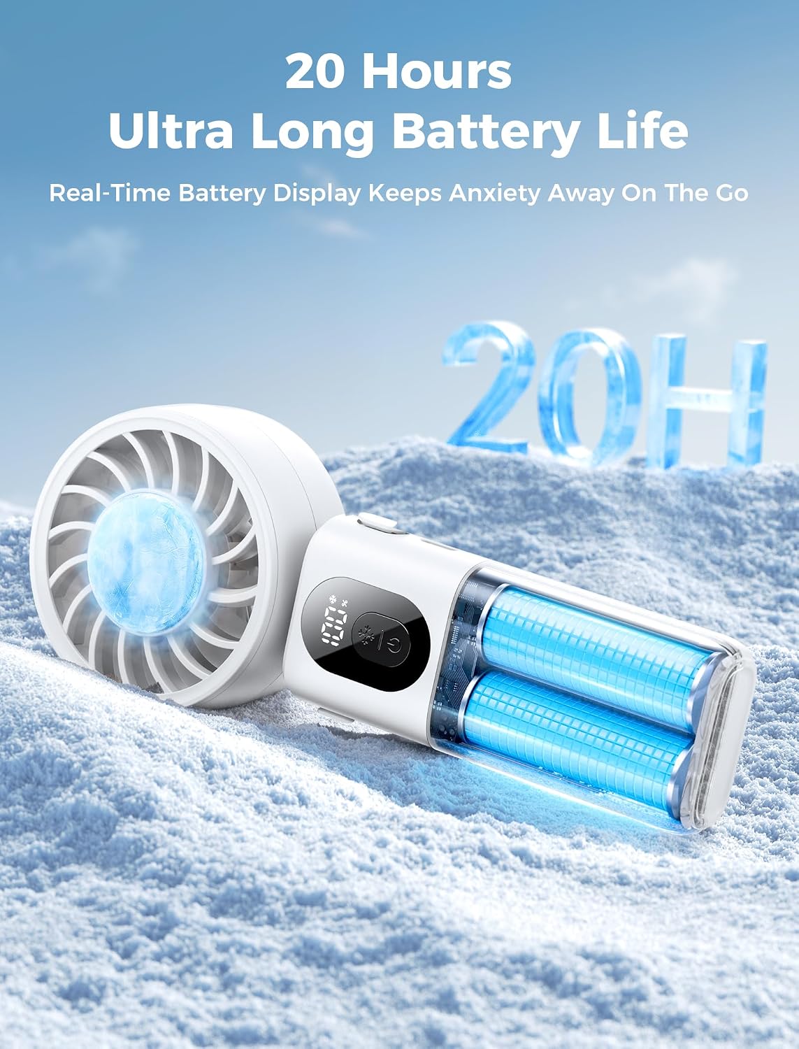 Aecooly Mighty Portable Handheld Fan | 20H Max Cooling | 3 Flexible Modes