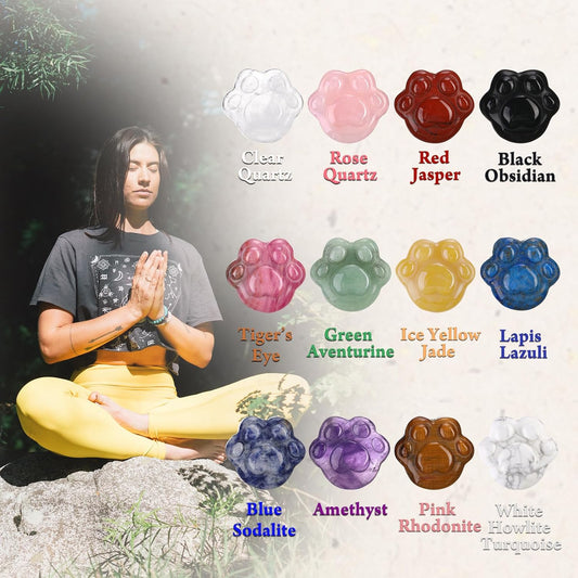 BBTO 12-Piece Worry Stones - Black Obsidian Crystal Thumb Stones for Stress Relief Meditation