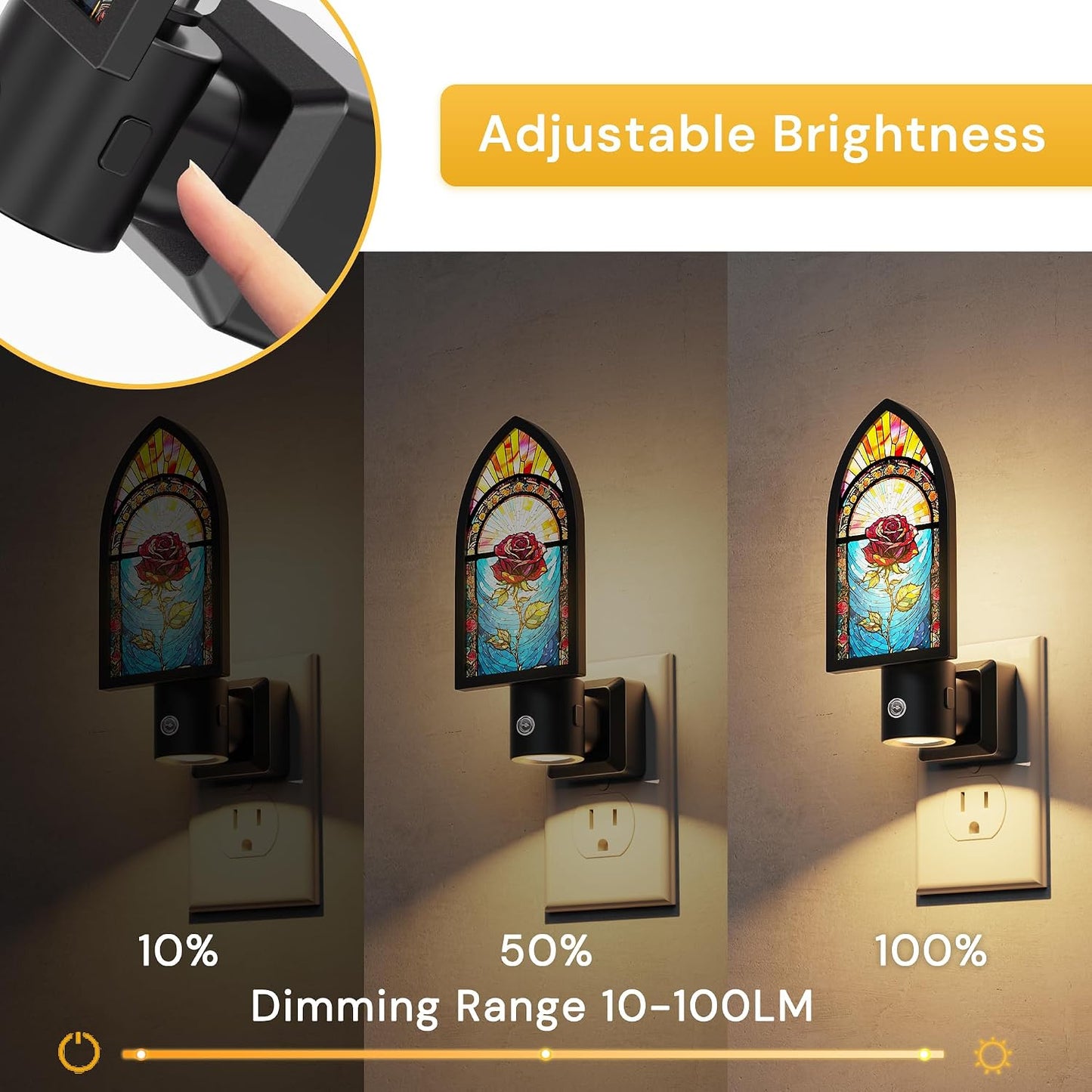 L LOHAS LED Night Lights Plug into wall, Amber Night Light with Adjustable Brightness, Plug in NightLight with Auto Light Sensor, Wall Sconce-Style Design Night Light for Bathroom,Hallway, 2 Pack