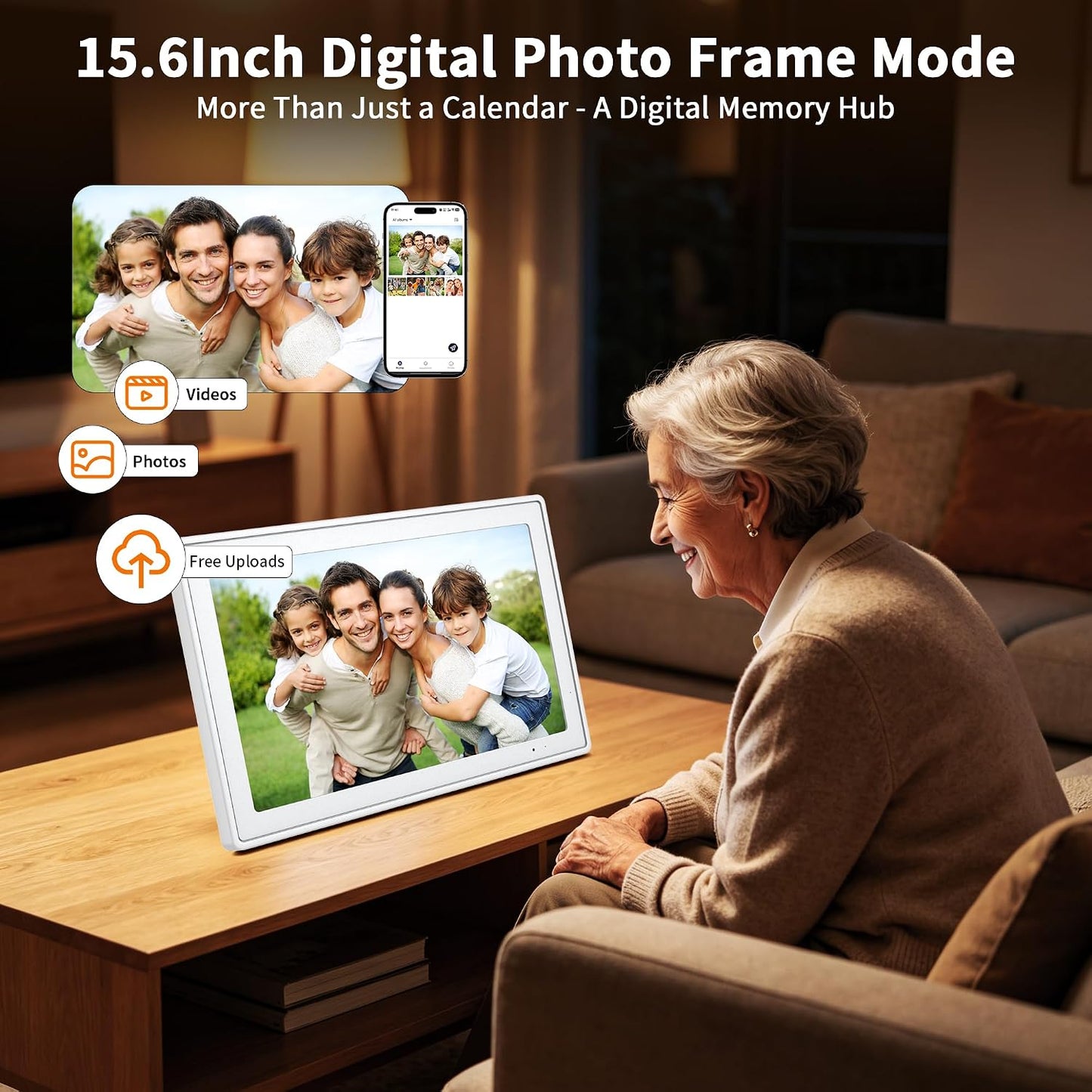Digital Calendar, 10.1 Inch Electronic Calendar for Family Schedules, Smart Touchscreen Interactive Family Planner with Chore Chart, Meal Planner, Digital Picture Display, Gift for Mom Dad Mother (Wood Grain Color)