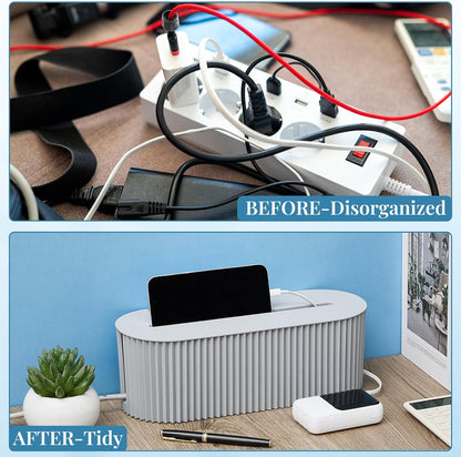 2 Pcs Cable Management Box, Fits Most Power Sockets, 11.8x5.1x4.3 in