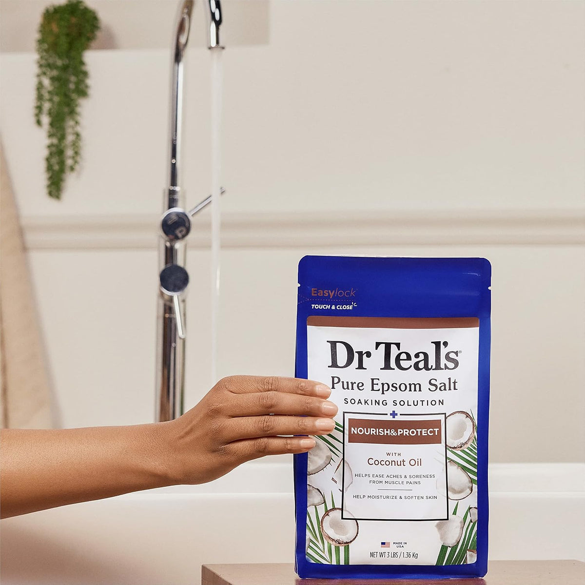 Dr Teal's Epsom Salt Magnesium Soak, Nourish & Protect with Coconut Oil, 3 lbs