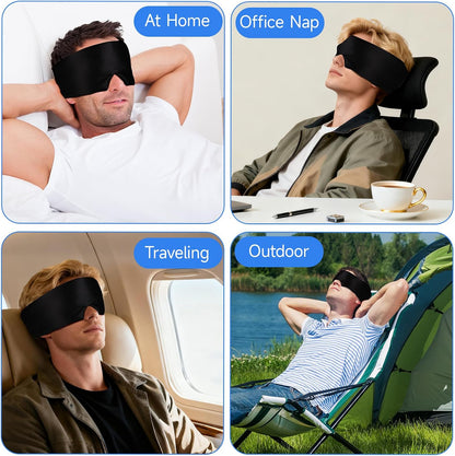 Cotton Sleep Eye Mask for Men Women, 100% Blocking Light Sleeping Mask for Side Sleeper, Soft Zero Pressure Cooling Blackout Eye Masks for Sleep, Eye Covers for Sleeping fits All Heads Adjustable