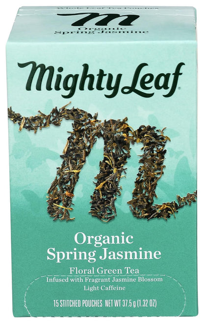 Mighty Leaf Tea Organic Spring Jasmine, Whole Leaf Pouches, 15 ct
