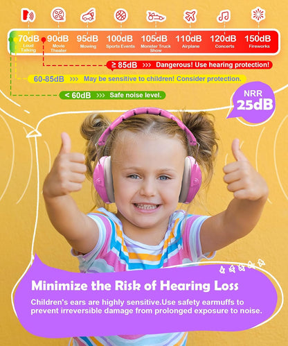 PROHEAR 032 Kids Ear Protection – Ear Muffs for Noise Reduction, 25NRR Noise Cancelling Headphones for Kids,Toddlers, Autism, Sensory Use, Hearing Protection – Orange