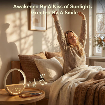 Vivilumens Sunrise Alarm Clock - Gentle Wake Up White Noise Sound Machine Alarm Clocks with 20 Soothing Sounds for Bedroom, Dual Alarms for Heavy Sleepers, Touch Control Night Light, Snooze, Timer