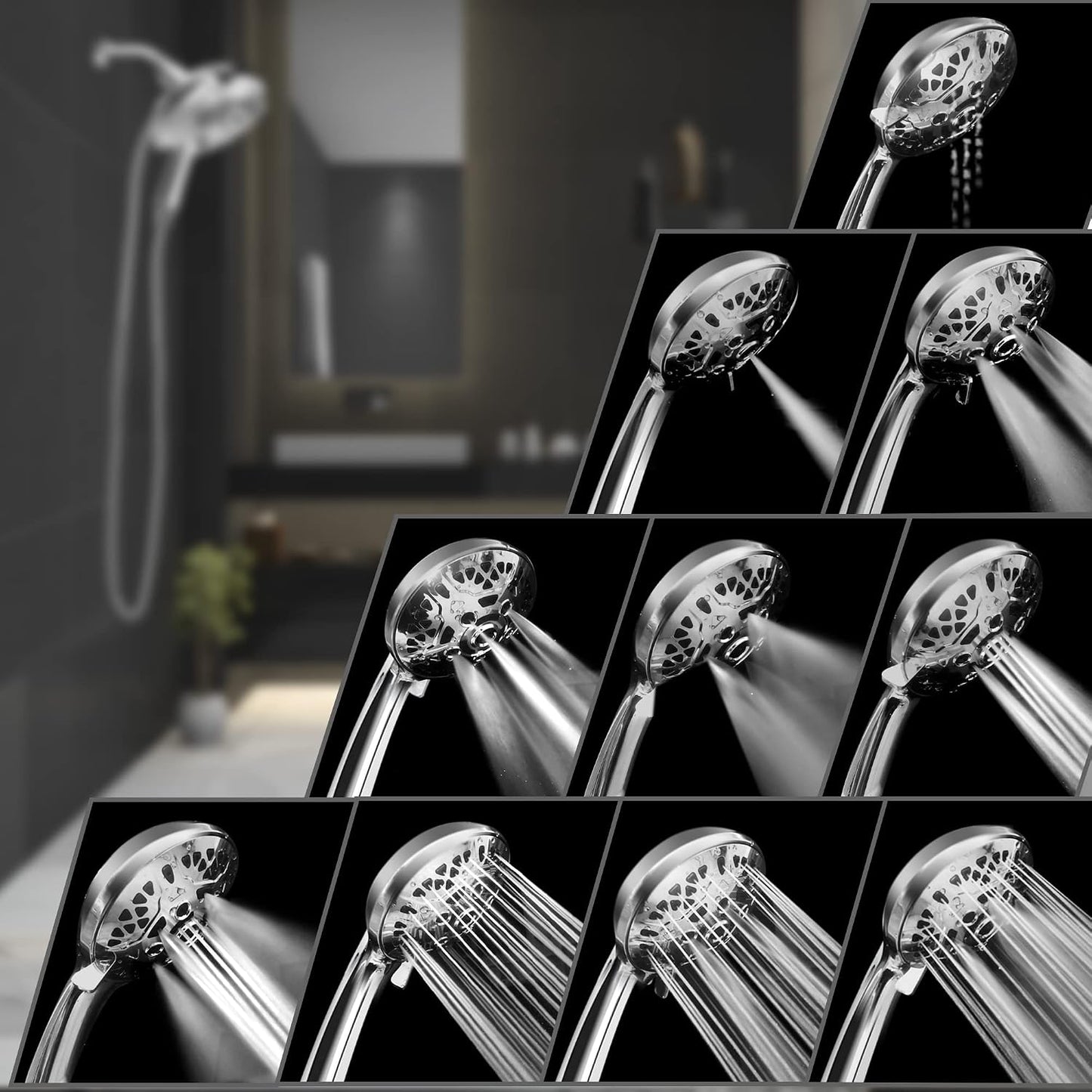 INAVAMZ Shower Head with Handheld High Pressure: Hand Held Shower Head & Rain Shower Head 2-IN-1 Shower Head with 59" Rotatable Stainless Steel Hose, Shower Trim Systems, Sliver 2.5 GPM 15391 Filter