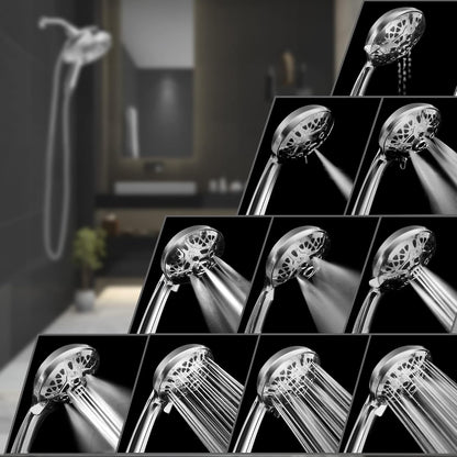 INAVAMZ Shower Head with Handheld High Pressure: Hand Held Shower Head & Rain Shower Head 2-IN-1 Shower Head with 59" Rotatable Stainless Steel Hose, Shower Trim Systems, Sliver 2.5 GPM 15391 Filter