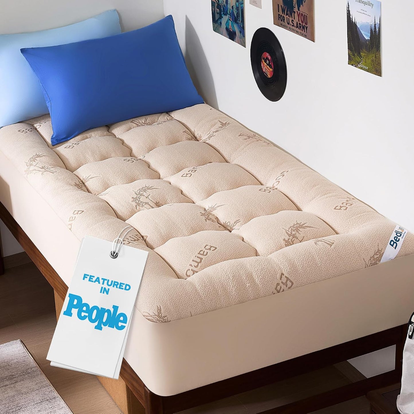 BEDLORE King Mattress Topper Viscose Derived from Bamboo, Thick Pillow Top Mattress Pad with Stretchable Pockets for 6"-18" Mattress, Soft Breathable Mattress Topper for Back Pain Relief(Dark Gray)