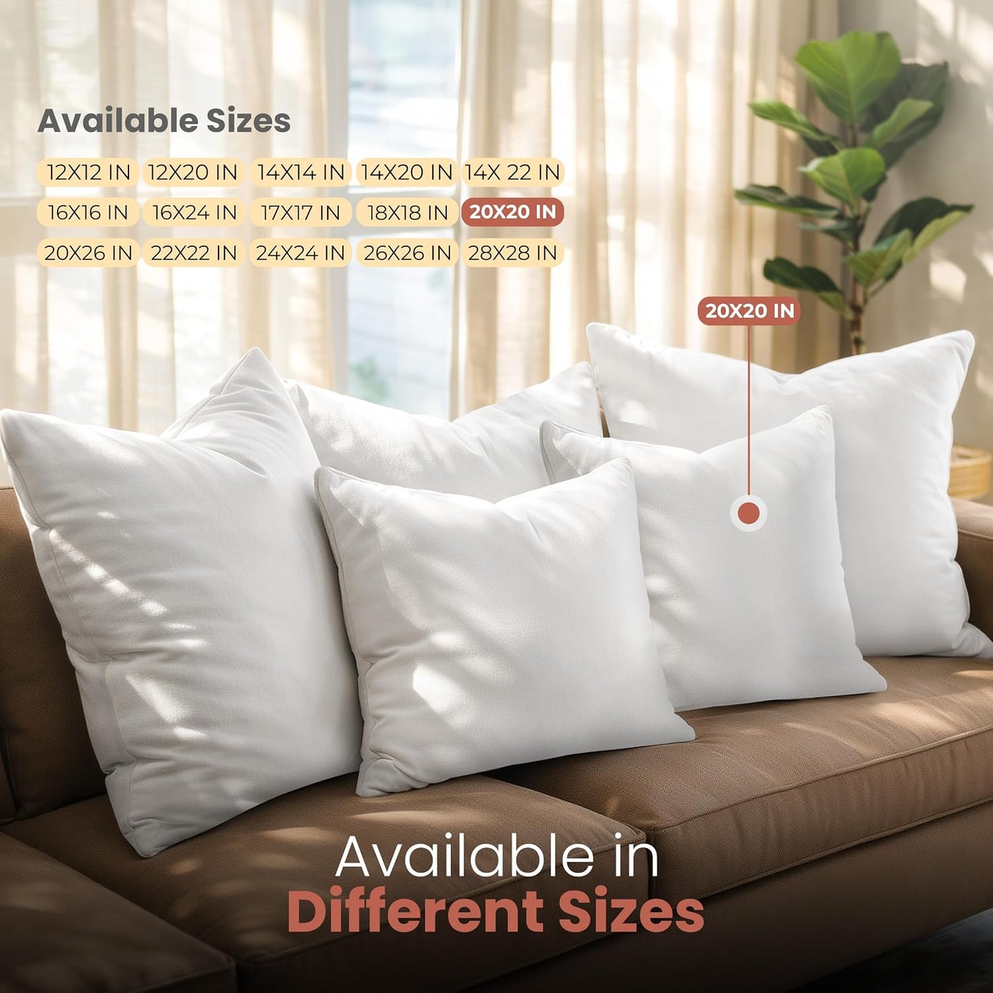Utopia Bedding 12x20 Pillow Inserts, Set of 2, White – Indoor Decorative Throw Pillows for Bed, Sofa & Couch – Soft, Supportive & Fluffy Cushion Inserts