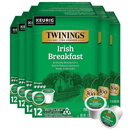 Twinings Irish Breakfast Black Tea K-Cups for Keurig, 12 CT Box (6 Pack)