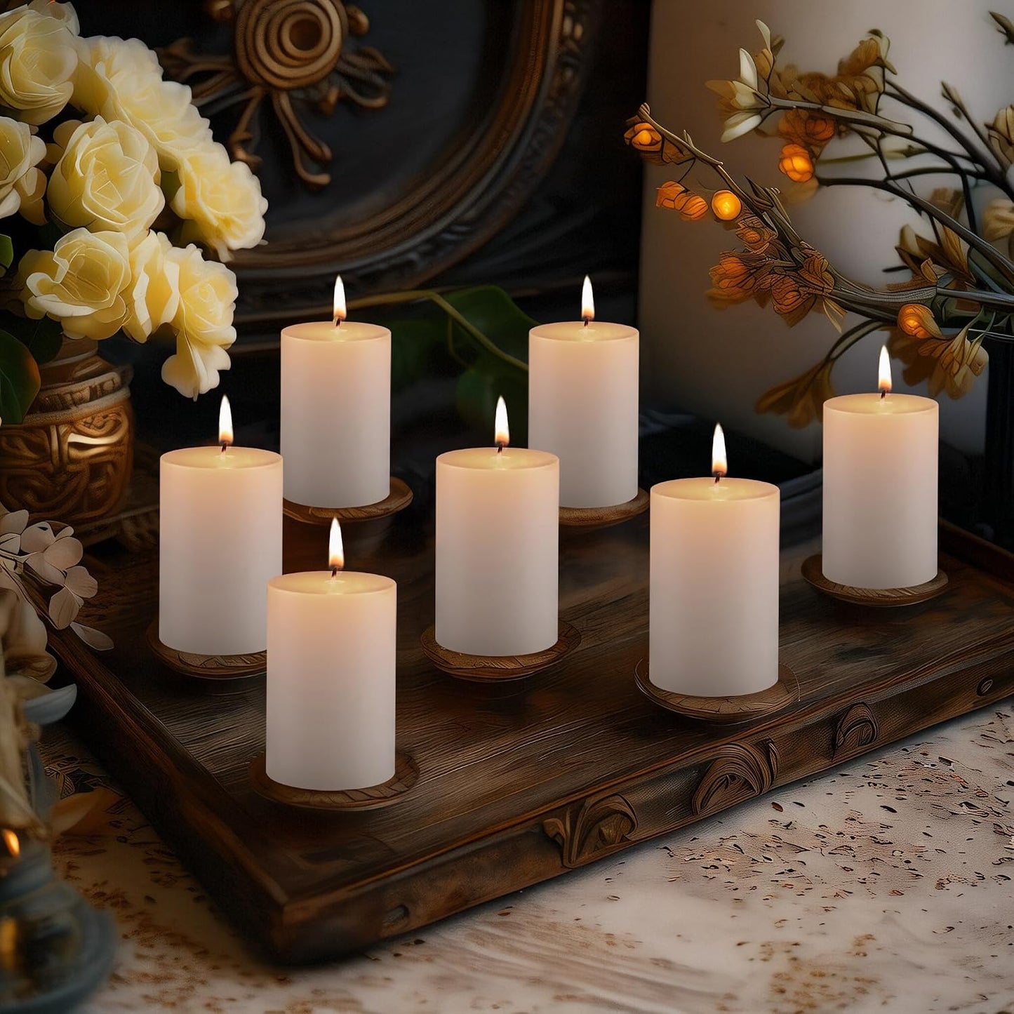 Housecret 24 Pack Warm White Unscented Clear Glass Filled Votive Candles. Hand Poured Wax Candle Ideal Gifts for Aromatherapy Spa Weddings Birthdays Holidays Party