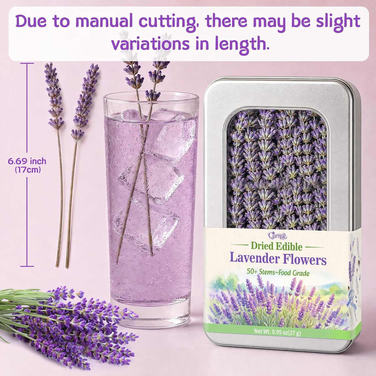 Curnue 50+ Edible Lavender Sprigs for Cocktails & Drinks Garnish