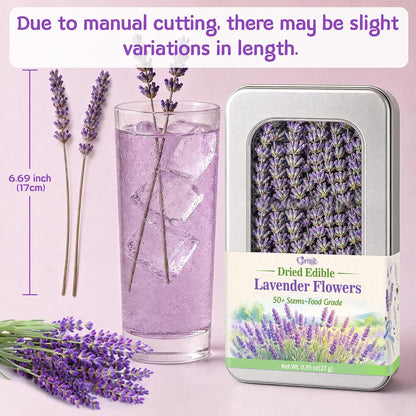 Curnue 50+ Edible Lavender Sprigs for Cocktails & Drinks Garnish