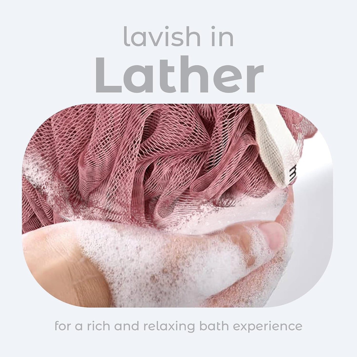 MainBasics Bath Shower Loofah Sponge Pouf Body Scrubber Exfoliator Body Wash Sponge (Set of 3, Airy Blossom)