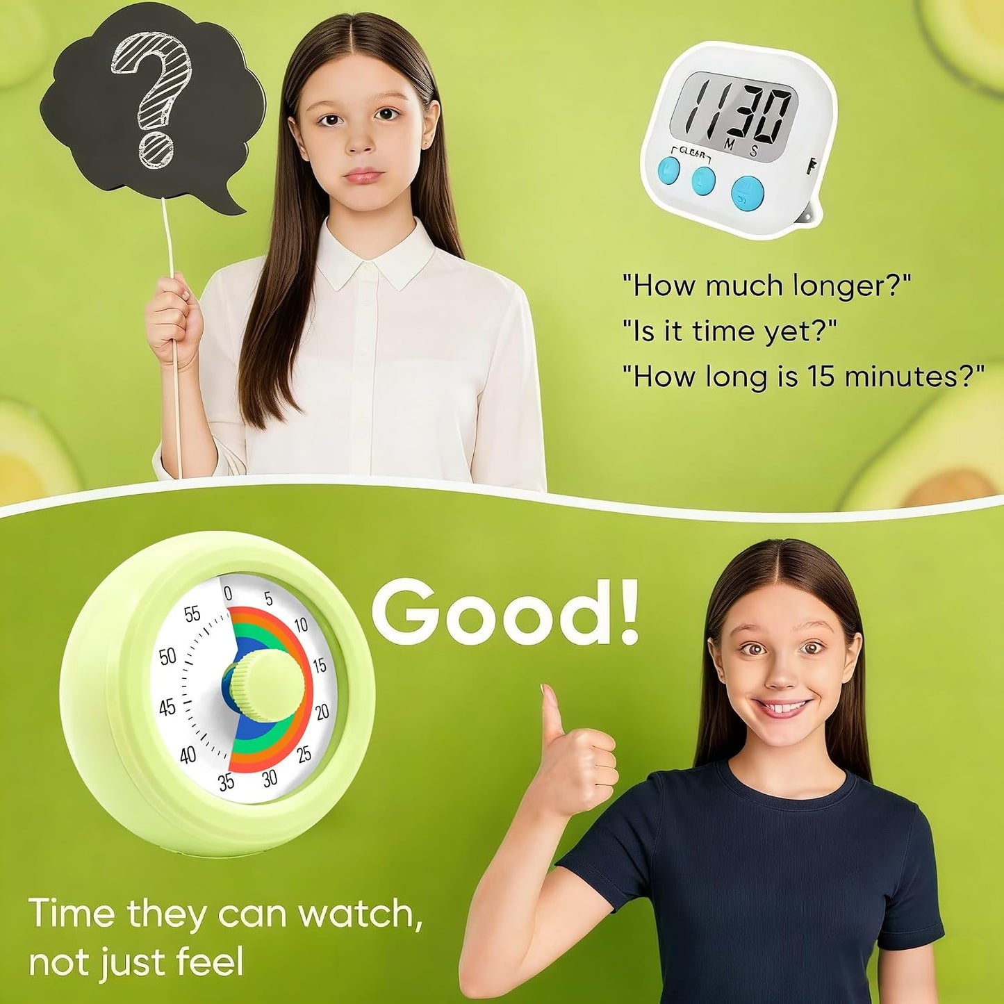 60 Minute Visual Timer with Silent Operation Visual Countdown Timer Rainbow Disk 60 Minute Countdown Timer Task Reminder Home and Kitchen Timer for Kids Desk, Office Meetings (Green)