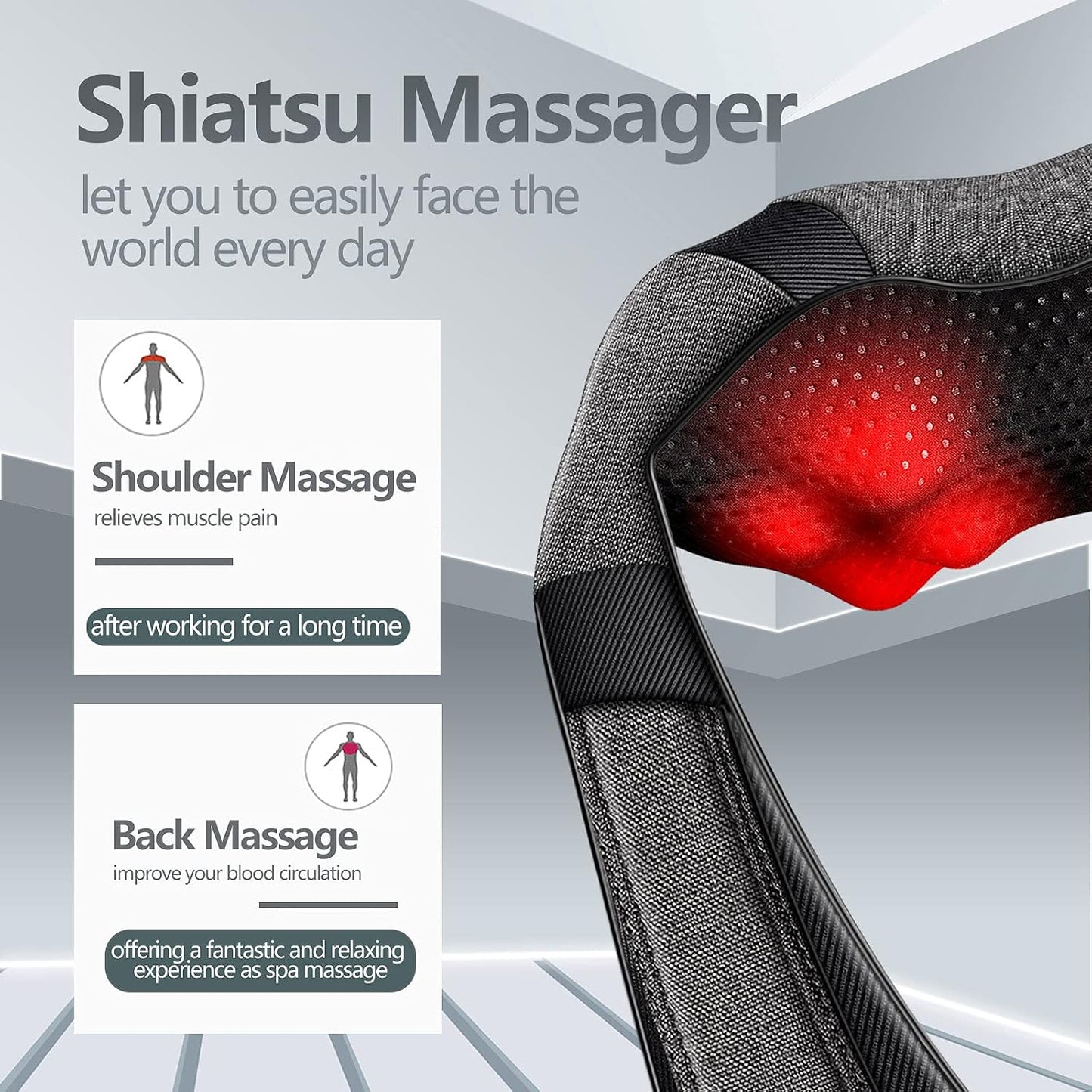 Shiatsu Neck Back and Shoulder Massager with Heat for Pain Relief Deep Tissue, Christmas Women Men Gifts for Mom Dad, Wife Husband, Him Her, Fathers Day, Mothers Day, Birthdays Gift (NOT Cordless)