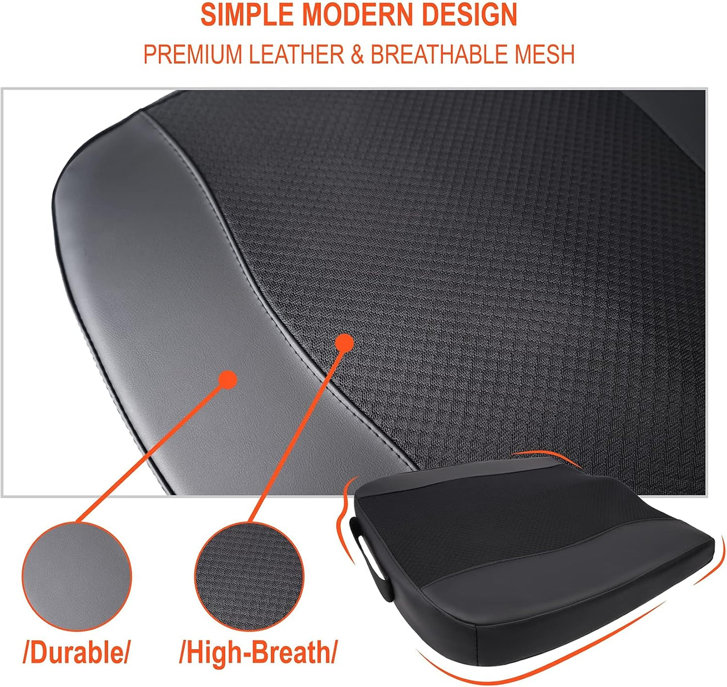 Lofty Aim Car Seat Cushion, Comfort Memory Foam Car Cushions for Driving - Sciatica & Lower Back Pain Relief, Driver Seat Pillow for Auto, Office Chair, Wheelchair - Black