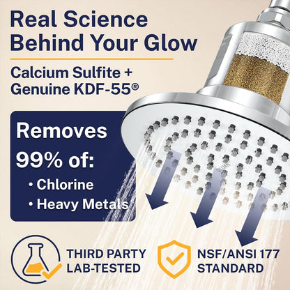 Gillian Metal Filtered Shower Head High Pressure, KDF-55 Removes Chlorine