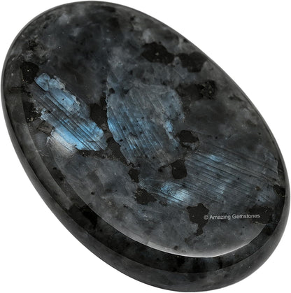Amazing Gemstone Labradorite Thumb Worry Stone, Anxiety Stone, Healing Crystals - Piedra Crystal Fidget for Gift, Meditation, Calming, Relaxation, Stress Relief - Colors B