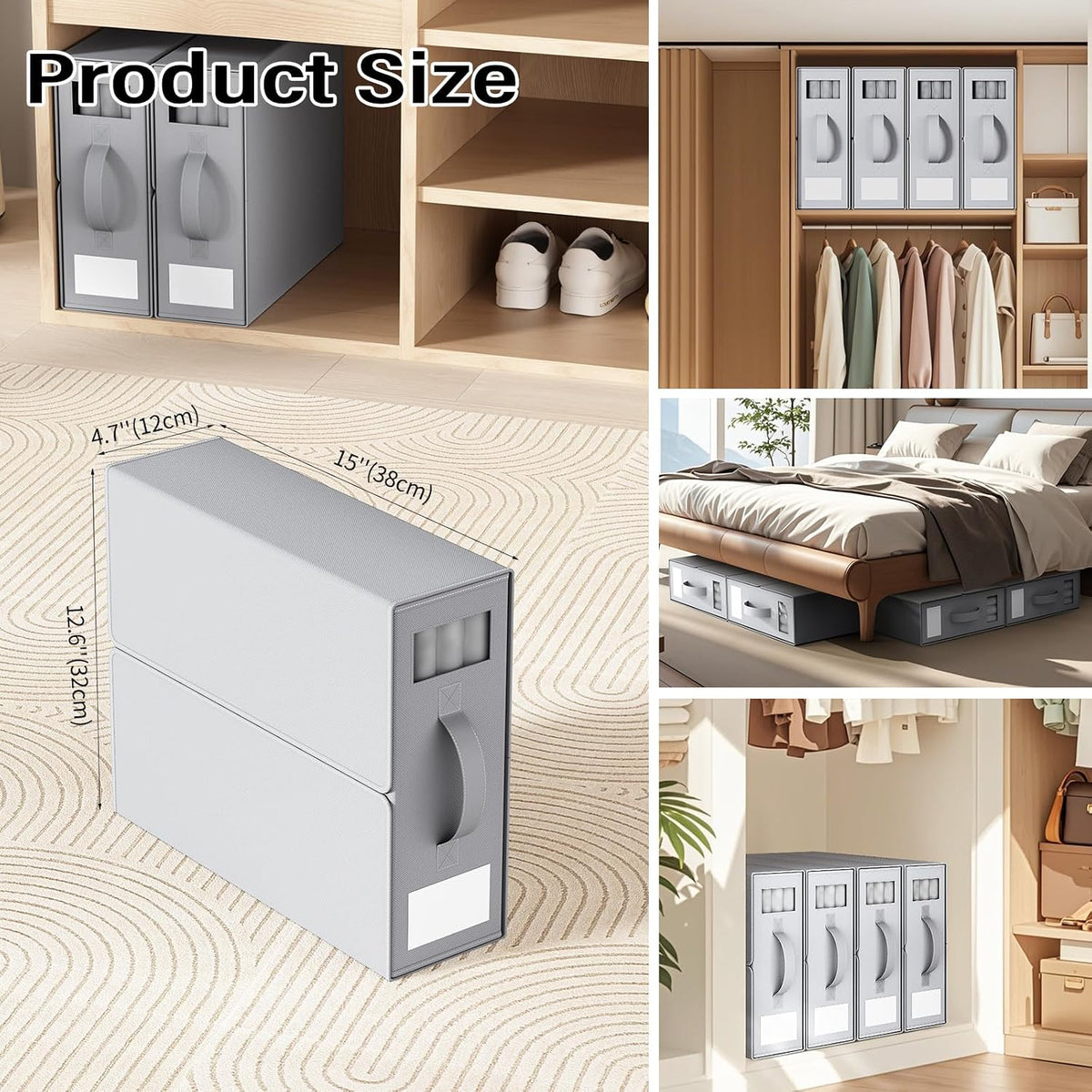 Bed Sheet Organizers and Storage, Foldable Fabric Storage Bins for Bed Sheets Duvet Covers Pillowcases, Closet Organizer, Storage Container Boxes for Blankets, Clothes ((Queen or King), Grey)