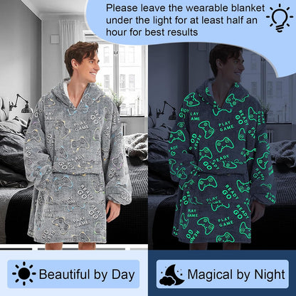 Fiosnow Sun and Moon Blanket Hoodies for Women and Men Adult Oversize Wearable Blanket Hoodies for Soft and Warm