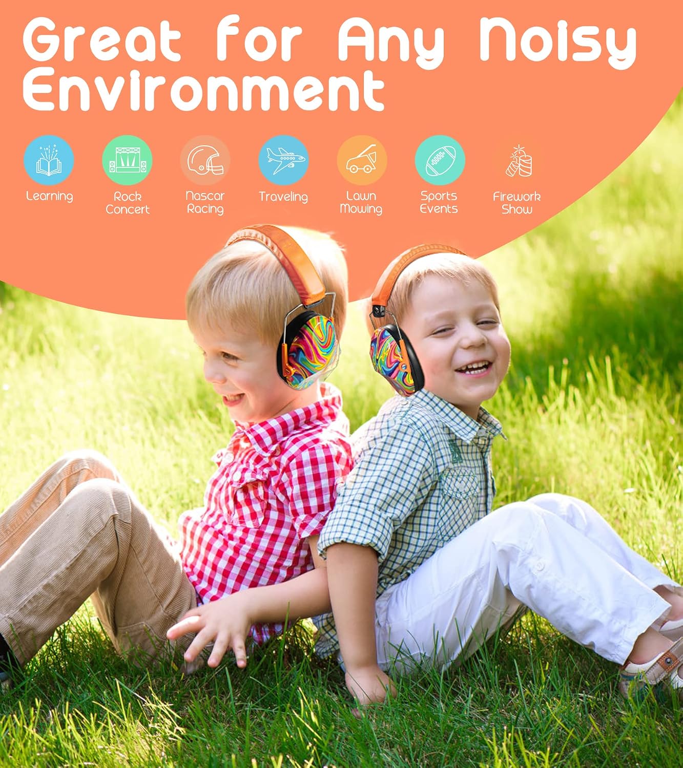 PROHEAR 032 Kids Ear Protection – Ear Muffs for Noise Reduction, 25NRR Noise Cancelling Headphones for Kids,Toddlers, Autism, Sensory Use, Hearing Protection – Orange