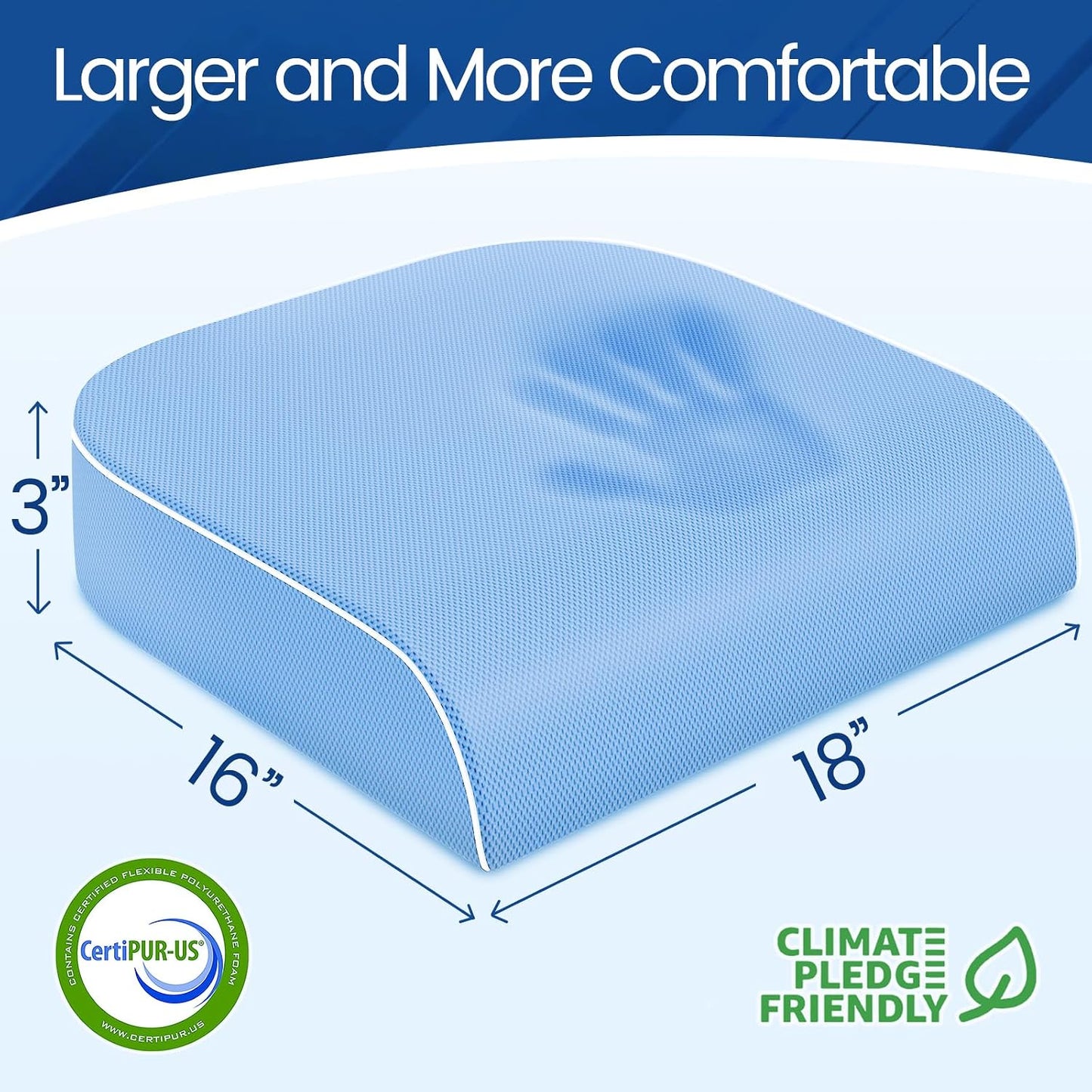 SweetSlubr Seat Cushion for Tailbone Pain Relief, Office Chair Cushion, Chair Pad, Memory Foam Large Cushion with Non-Slip Cover for Soft Support at Office Chair, Car Seat, Airplane, Black/Large