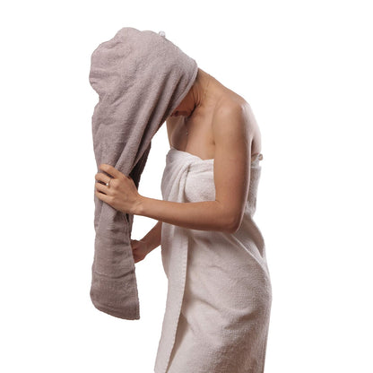 Huge Cotton Hair Towel Wrap for Women (Coral White)