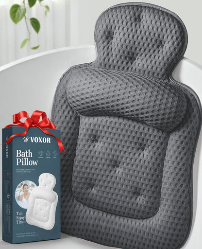 Bath Pillows for Tub, Comfortable Bathtub Cushion for Head and Neck with Soft 3D Mesh Fabric and 54 Non-Slip Suction Cups, Relaxing Tub and Shower Accessories Spa Gift White Standard