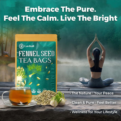 Lavitali, Fennel Tea Bags | 60 bags, 100% Pure Herbal Tea | Caffeine-Free, Natural Essential Oil, Eco-Friendly Filter Bag | Daily Natural Botanical, Hot or Iced Herbal Infusion