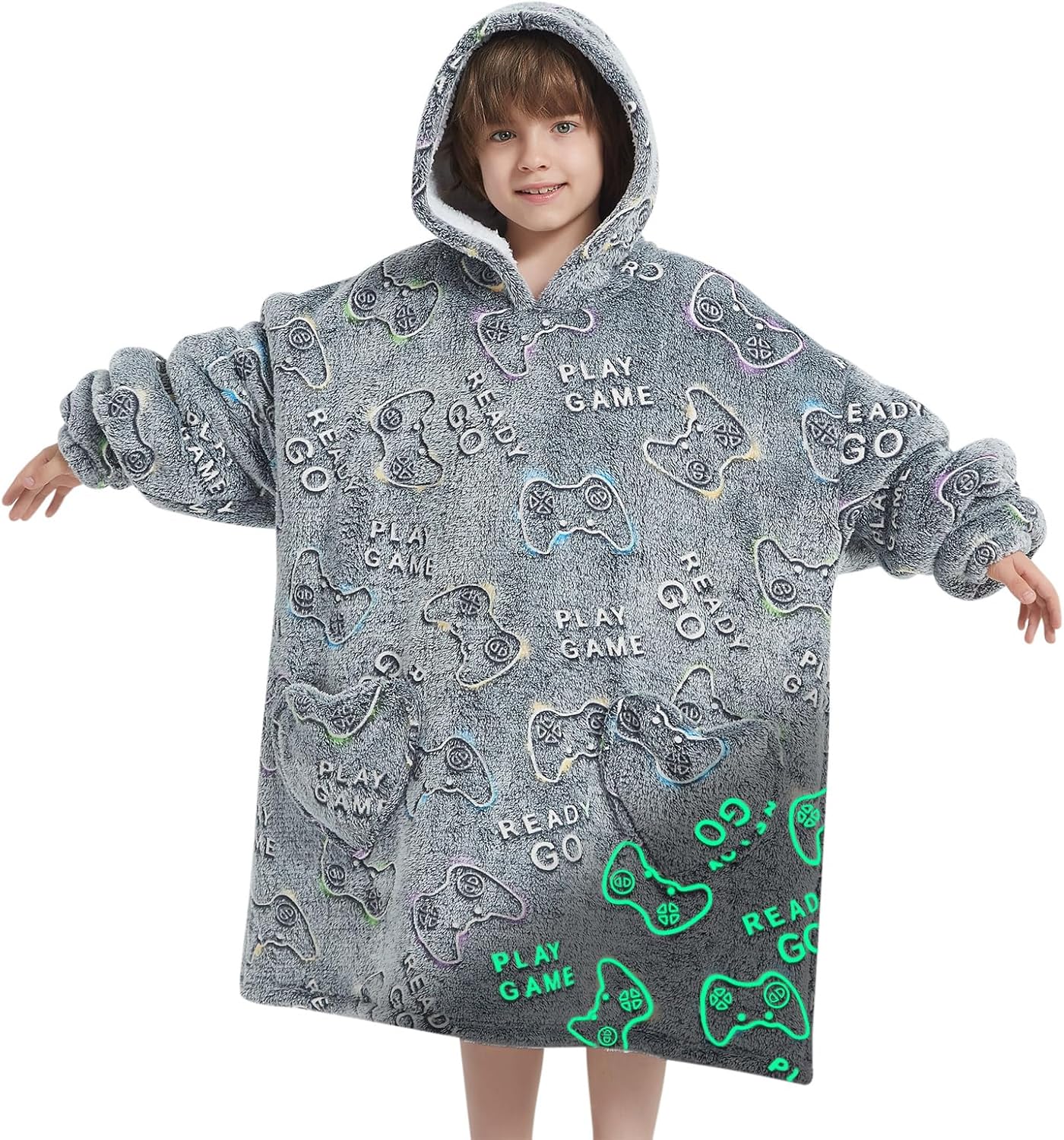 Fiosnow Glow in the Dark Unicorn Blanket Hoodies for Kids 6-13YR Oversize Wearable Blanket Hoodies for Boys Girls Teens