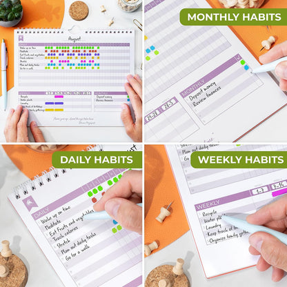 Clever Fox Habit Tracker Calendar, 24-Month Daily Goal Journal Green