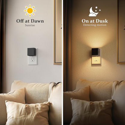 JandCase Night Light, Modern Night Lights Plug into Wall,2 Pack Dusk to Dawn Sensor Nightlight, Amber Brightness Adjustable Nightlight for Kids Bathroom Hallway Kitchen Bedroom Decor