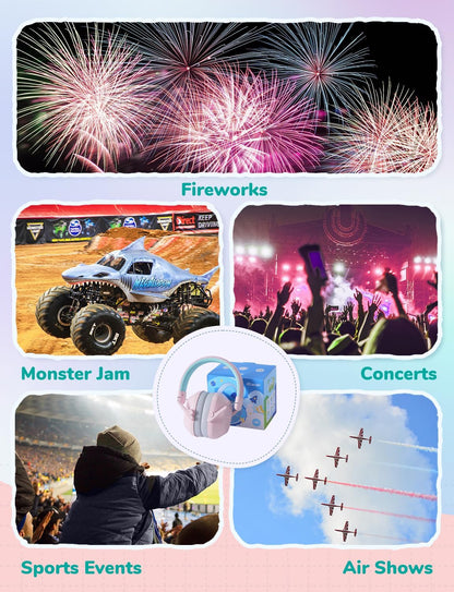 iClever Noise Cancelling Headphones for Kids Adults, SNR 29dB Safety Noise Reduction Ear Muffs for Autism Sensory &Concentration Aid, Ear Hearing Protection for Fireworks/Event/Monster Jam/Concert