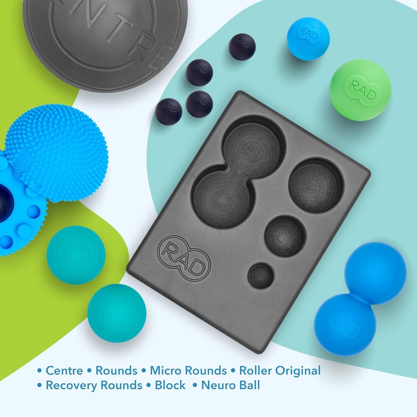 RAD Point Release Kit / 5-in-1 Massage Tool Kit with Block, Massage Balls and Peanut Roller for Self Massage, Mobility and Recovery