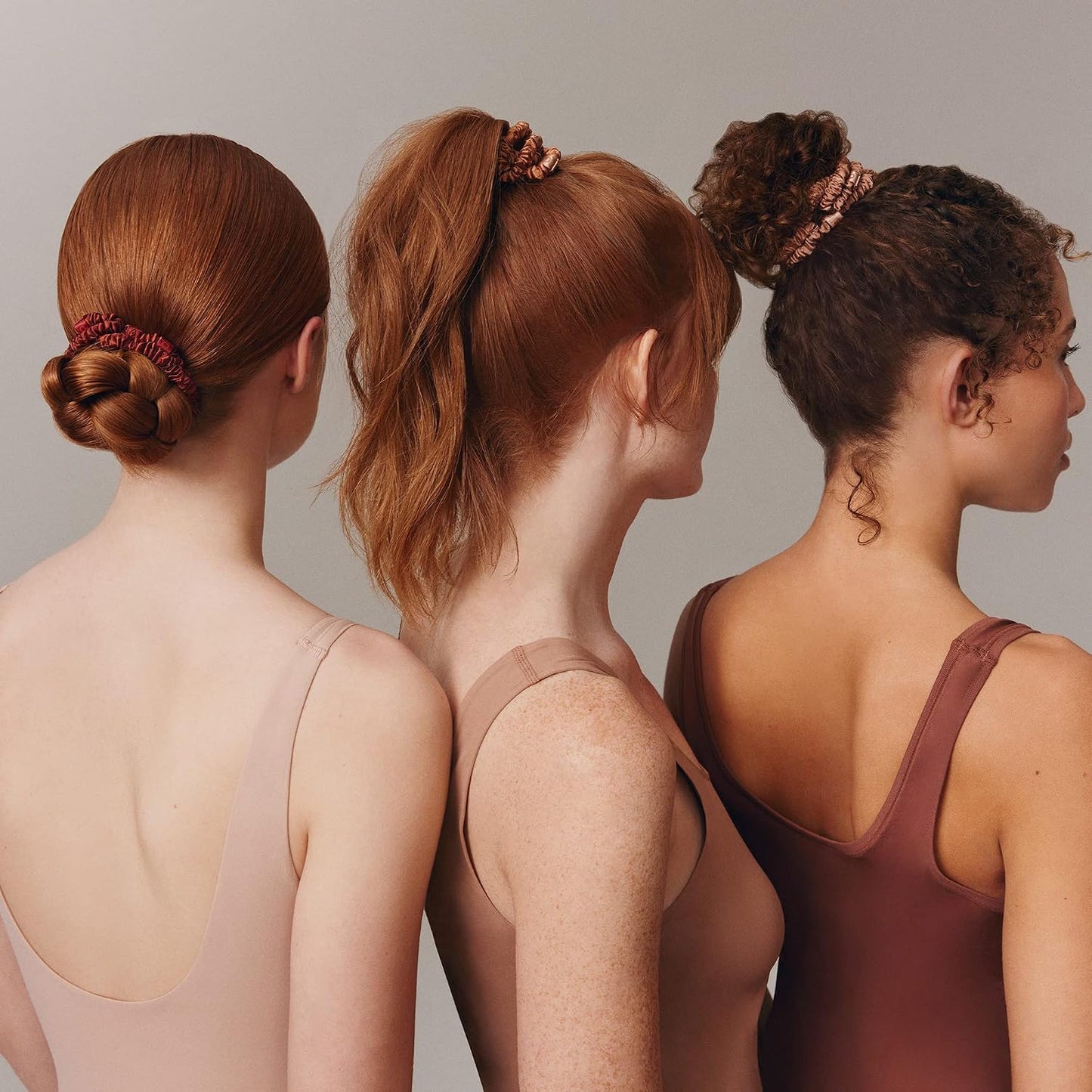Slip Silk Hair Ties — Skinny Silk Black Scrunchies, No Damage, No Crease, Anti-Breakage |100% Mulberry Silk | All Hair Types | Made with Proprietary Slipsilk™ | Set of 4