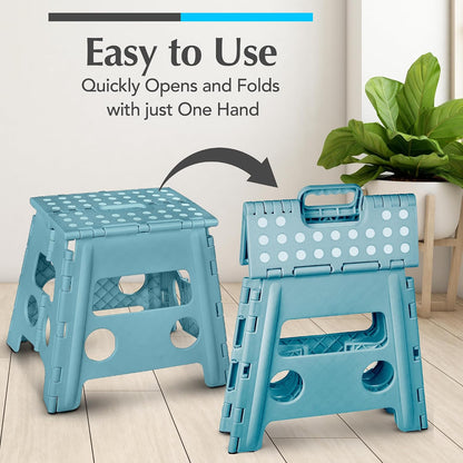 Handy Laundry Folding Step Stool - Sturdy Enough Collapsible Stool to Support Adults - Opens Easy with One Flip - Great for Kitchen, Bathroom or Bedroom (Black - 9 Inch)