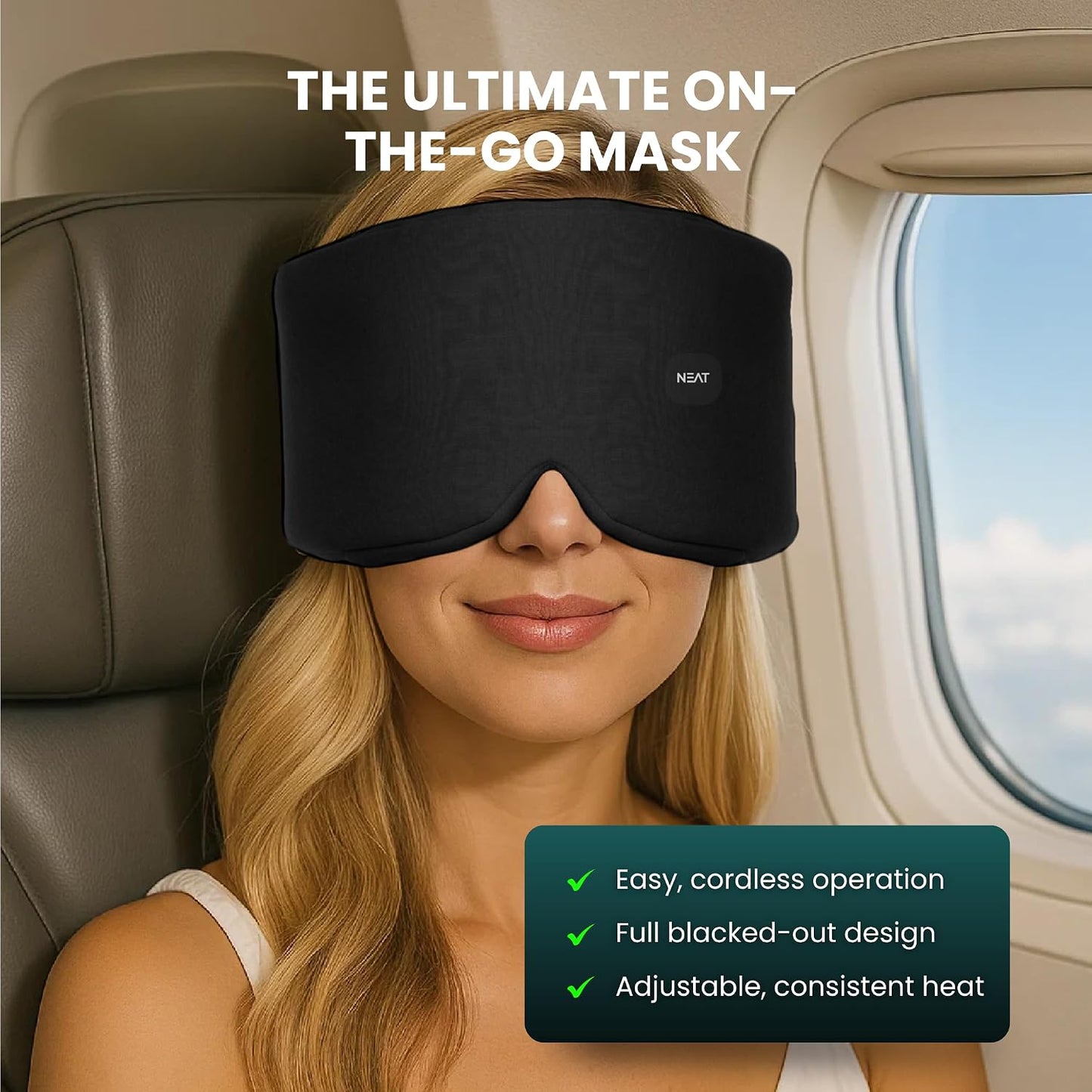 Heated Eye Mask – Cordless Electric Warm Eye Compress for Dry Eyes, Stye & Eye Strain Relief – 4 Heat Settings, Rechargeable, Light-Blocking, Blackout, Washable Cover (Sunset Rose)