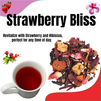 Tea Whisker Strawberry Bliss Strawberry Herbal Loose Leaf Tea, 4 oz